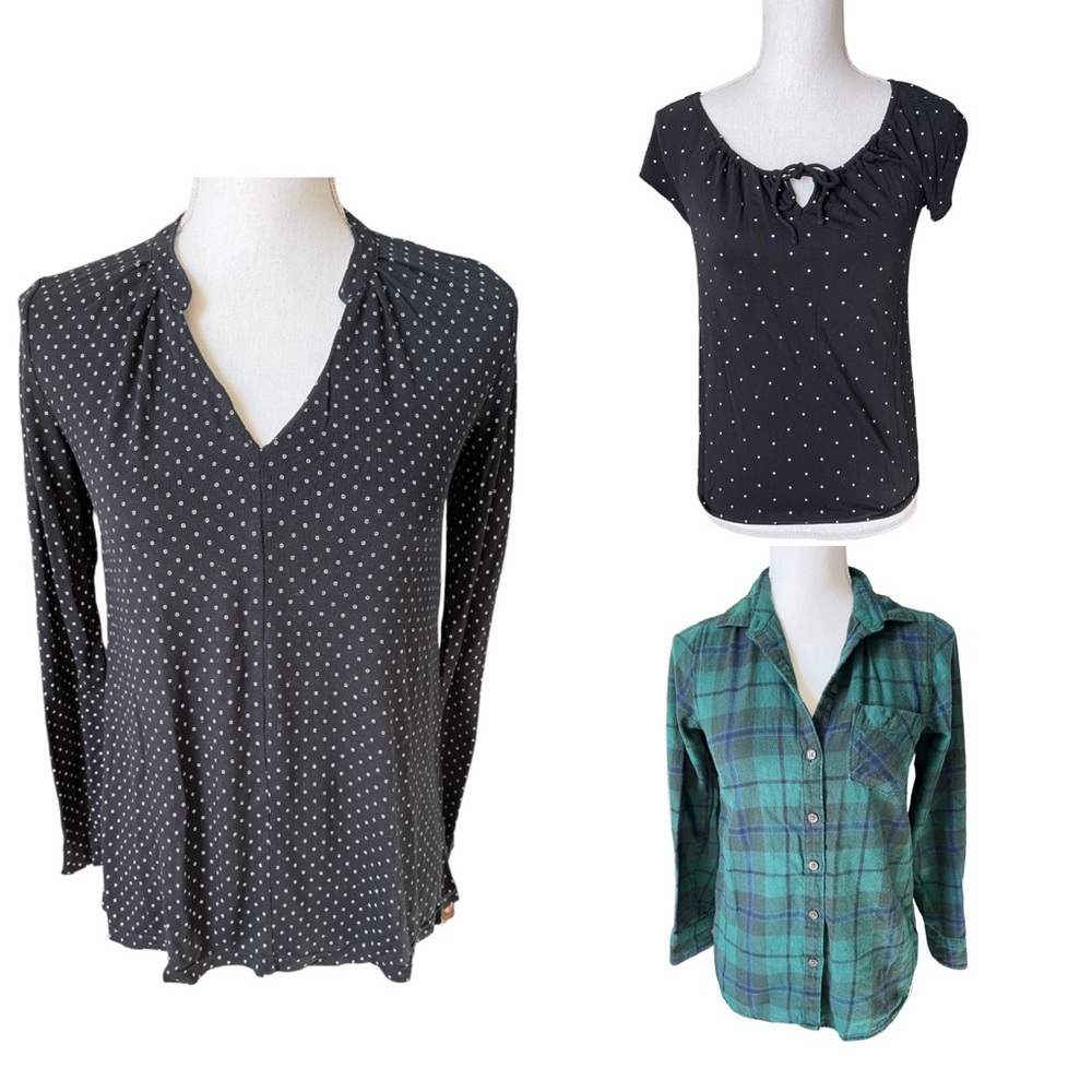 Old Navy polka dot plaid button down tops cottage chic